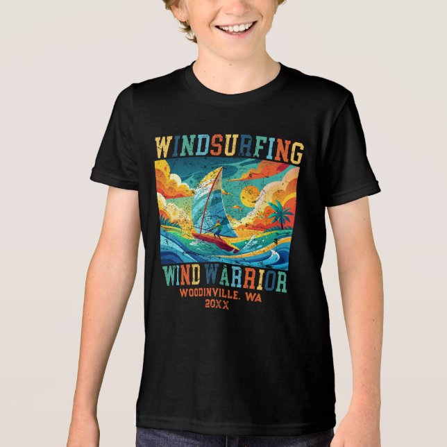Name des benutzerdefinierten Windsurfstandorts Tri-Blend Shirt (Vorderseite)