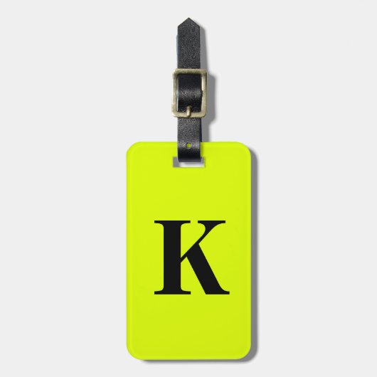 Name des beruflichen Chartreuse-Gelben Neons Monog Gepäckanhänger (Vorderseite vertikal)