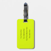 Name des beruflichen Chartreuse-Gelben Neons Monog Gepäckanhänger (Rückseite vertikal)