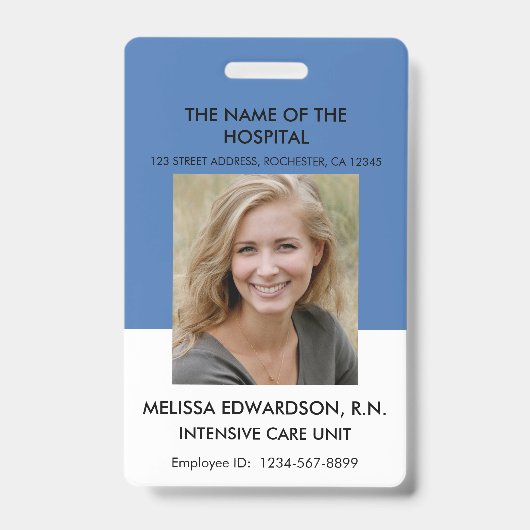 Name des beruflichen Fotos Krankenhauses Ausweis (Vorderseite)