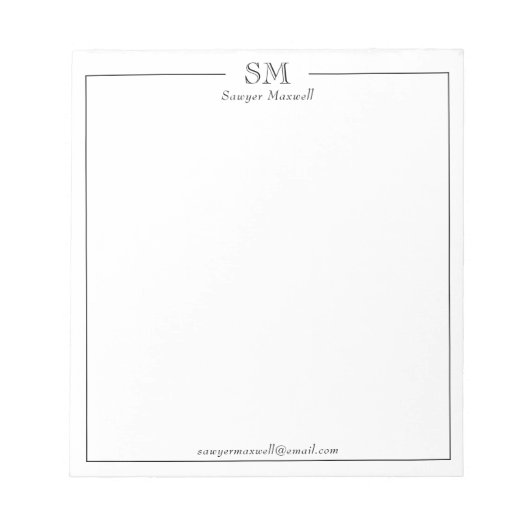 Name des beruflichen Minimalistischen Monogramms Notizblock (Vorderseite)