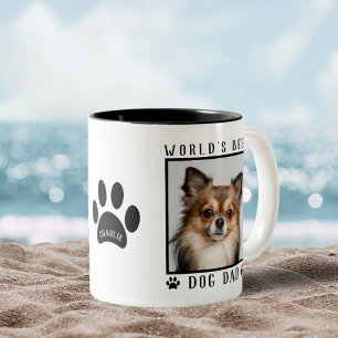 Name des besten Hundevaters der Welt Pfotenabdrück Zweifarbige Tasse