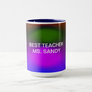 Name des besten Lehrers Blau, Lila, grün und orang Tasse