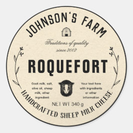 Name des Betriebs | Kranz | Schafmilchkäse | VINTA Runder Aufkleber
