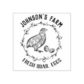 Name des Betriebs | Kranz | Wachteleier Briefmarke Gummistempel (Prägung)