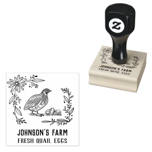 Name des Betriebs | Kranz | Wachteleier Briefmarke Gummistempel (Stempel)