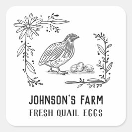 Name des Betriebs | Kranz | Wachteleier | Vintag | Quadratischer Aufkleber