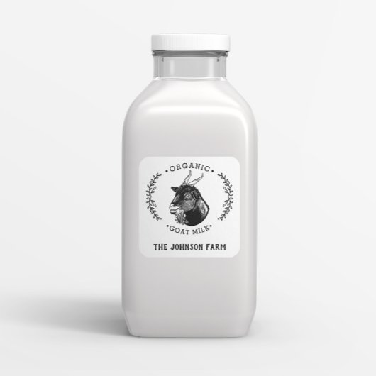 Name des Betriebs | Kranz | Ziegenkäse | VINTAG Quadratischer Aufkleber