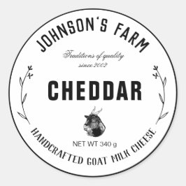 Name des Betriebs | Kranz | Ziegenmilchkäse | VINT Runder Aufkleber