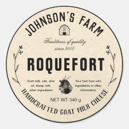 Name des Betriebs | Kranz | Ziegenmilchkäse | VINT Runder Aufkleber