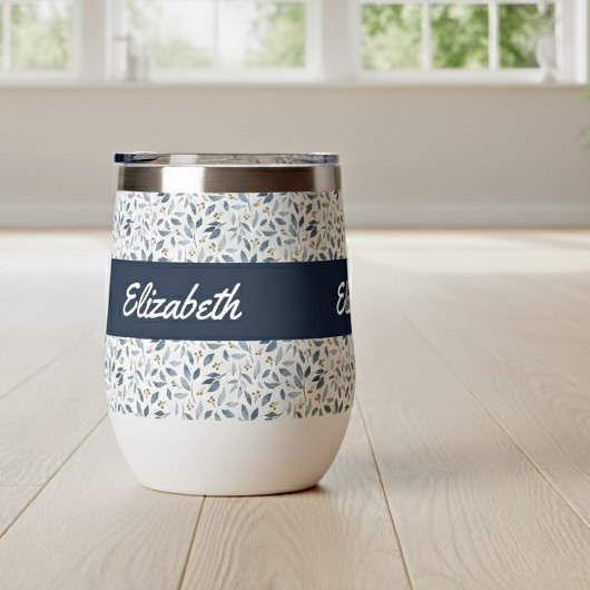 Name des blauen Aquarell-Botanikmusters