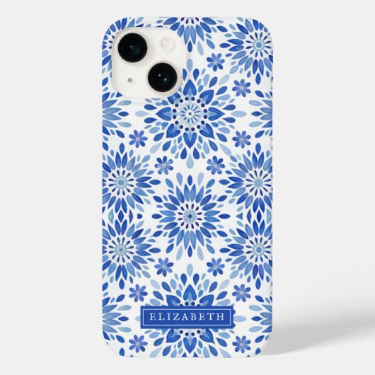 Name des blauen Boho Abstrakten Musters Case-Mate iPhone Hülle (Rückseite)