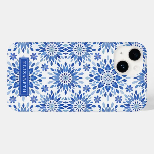 Name des blauen Boho Abstrakten Musters Case-Mate iPhone Hülle (Rückseite (Horizontal))