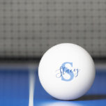 Name des blauen Monogramms und Anfangsbezeichnung Tischtennisball<br><div class="desc">Personalisierter Tischtennisball mit Namen und Familienname,  der in dunkelblau und hellblau anfängt. Balls liest Stacey S oder personalisieren mit Ihrem eigenen Namen und Initial. Designed by www.mylittleeden.com on zazzle.</div>