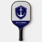 Name des blauen, naukalen Anchor-Navy-Monogrammes Pickleball Schläger (Rückseite)