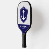 Name des blauen, naukalen Anchor-Navy-Monogrammes Pickleball Schläger (Links)