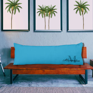 Name des blauen Solid-Color-Monogramms Seitenschläferkissen