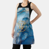 Name des Blue Geode Agate Gold Monogram Script Schürze (InSitu)