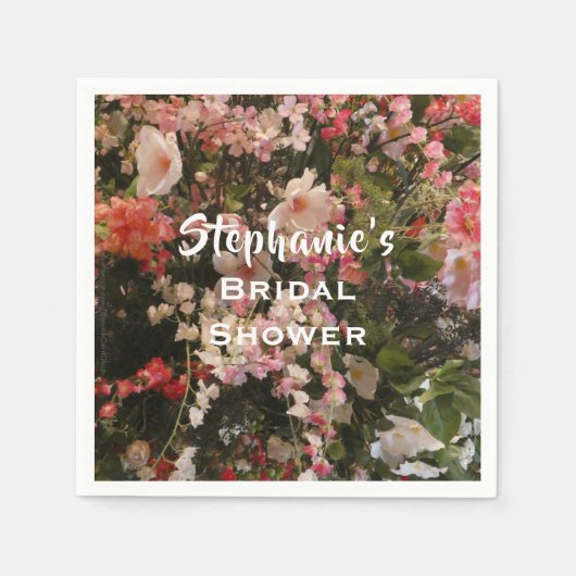 Name des blühenden Brautparty Rosa Weißes Blume Serviette (Vorderseite)