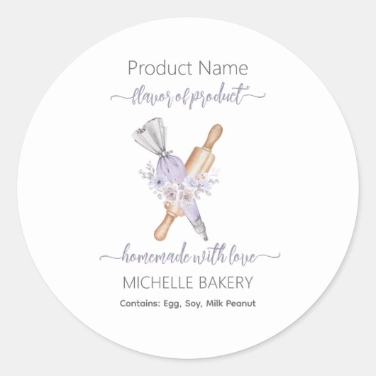 Name des Blumengebäcks Runder Aufkleber (Vorderseite)