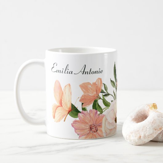 Name des Blumenkuchens Kaffeetasse (Mit Donut)