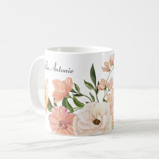 Name des Blumenkuchens Kaffeetasse (Vorderseite Links)