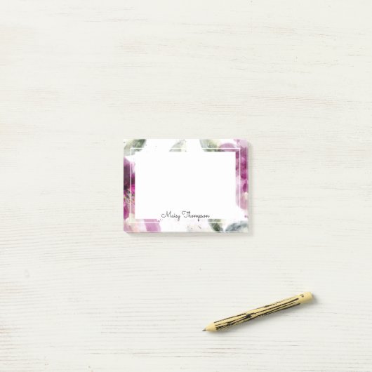 Name des Blumenschreißschreibers Post-it Klebezettel (Auf Schreibtisch)