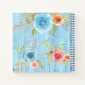 Name des Blumenschrift-Sketchbook blue wood water  Notizblock (Rückseite)