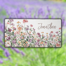 Name des Blumenzellenschrift Watercolor Schreibtischunterlage
