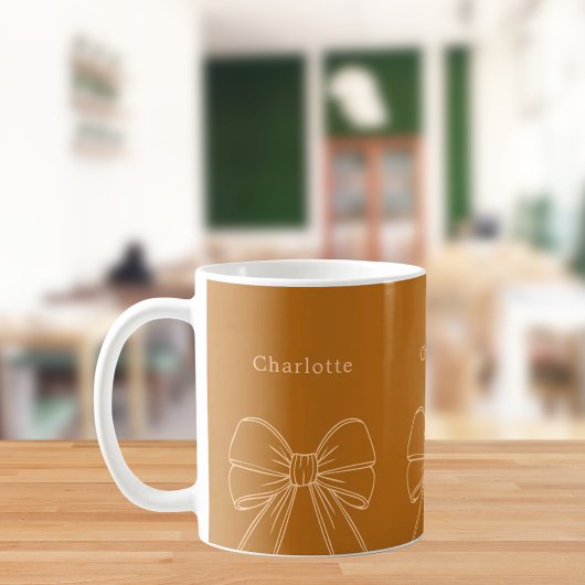 Name des Bogen-Skripts für Orangenpfirsiche Kaffeetasse