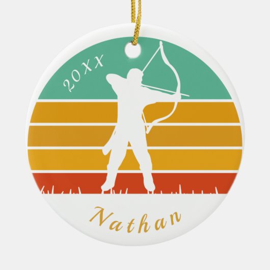 Name des Bogenschießmotivs Bow Arrow Keramik Ornament (Vorne)