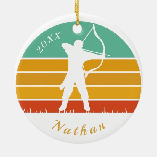 Name des Bogenschießmotivs Bow Arrow Keramik Ornament (Hinten)