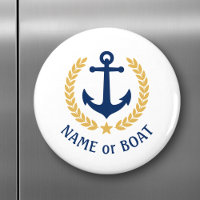 Name des Bootes Anchor Gold Style Laurel blau weiß