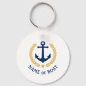 Name des Bootes Anchor Gold Style Laurel Star Navy Schlüsselanhänger (Rückseite)