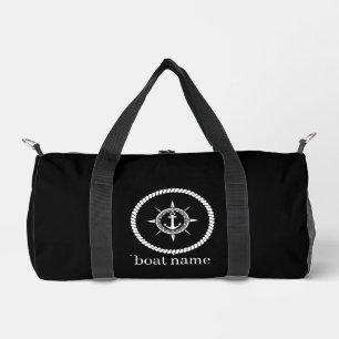 Name des Bootes Kompass Anker Lorbeer Navy Reiseta Duffle Bag