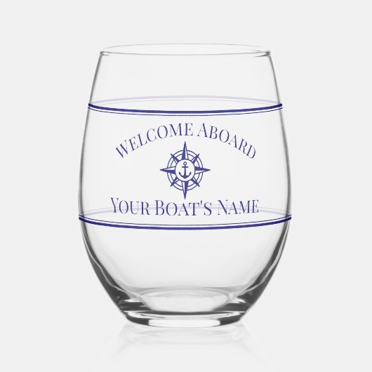 Name des Bootes Nautical Kompass Trinkset Weinglas Ohne Stiel (Links)