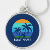 Name des Bootes Sun Palm Trees Blue Premium Runde Schlüsselanhänger (Vorne)
