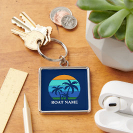 Name des Bootes Sun Palm Trees Blue Premium Schlüsselanhänger
