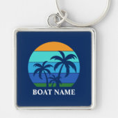 Name des Bootes Sun Palm Trees Blue Premium Schlüsselanhänger (Vorne)