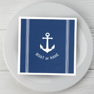 Name des Bootes Vintag Anker Seilstreifen Streifen Serviette