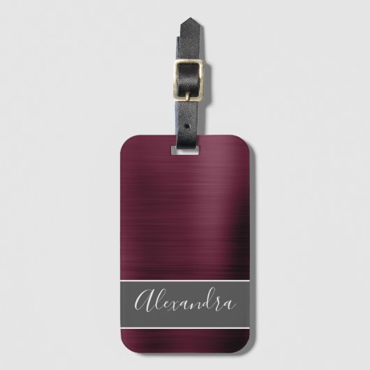 Name des Borgundy-Metalls Gepäckanhänger (Vorderseite Vertikal)