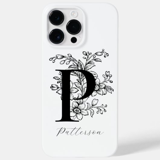 Name des Botanischen Buchstaben P Monogramms Case-Mate iPhone Hülle (Rückseite)