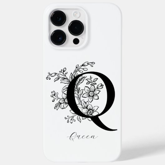 Name des Botanischen Buchstaben Q Monogramms Case-Mate iPhone Hülle (Rückseite)
