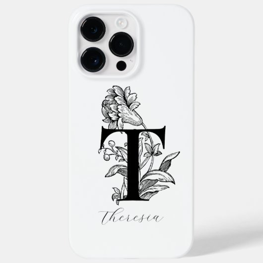Name des Botanischen Buchstaben T Monogramms Case-Mate iPhone Hülle (Rückseite)