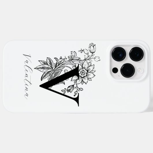 Name des Botanischen Buchstaben V Monogramms Case-Mate iPhone Hülle (Rückseite (Horizontal))