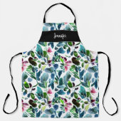 Name des botanischen Monogrammes Wasserfarbe Küche Schürze (Vorderseite)
