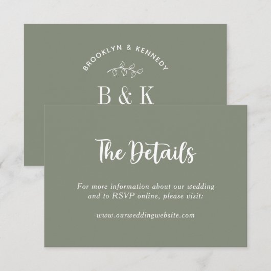 Name des botanischen Monogrammkopfes Begleitkarte (Vorne/Hinten)