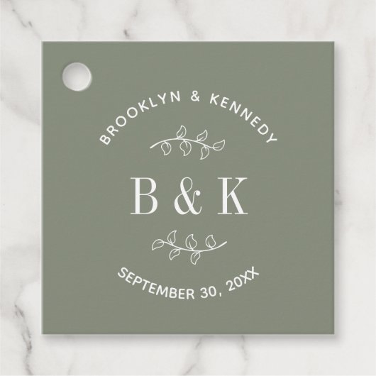 Name des botanischen Monogrammkopfes Geschenkanhänger (Vorderseite)