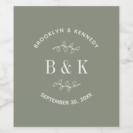 Name des botanischen Monogrammkopfes Weinetikett (Einzelnes Label)