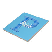 Name des Boys Karierter Buchstabe P Fliese (Seite)